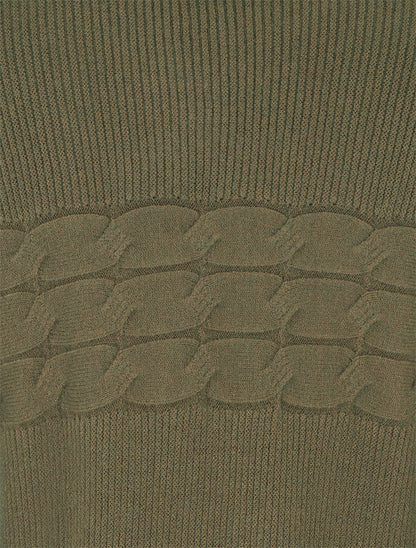 Pull ajusté à col montant et liens aux poignets - Kaki - 3