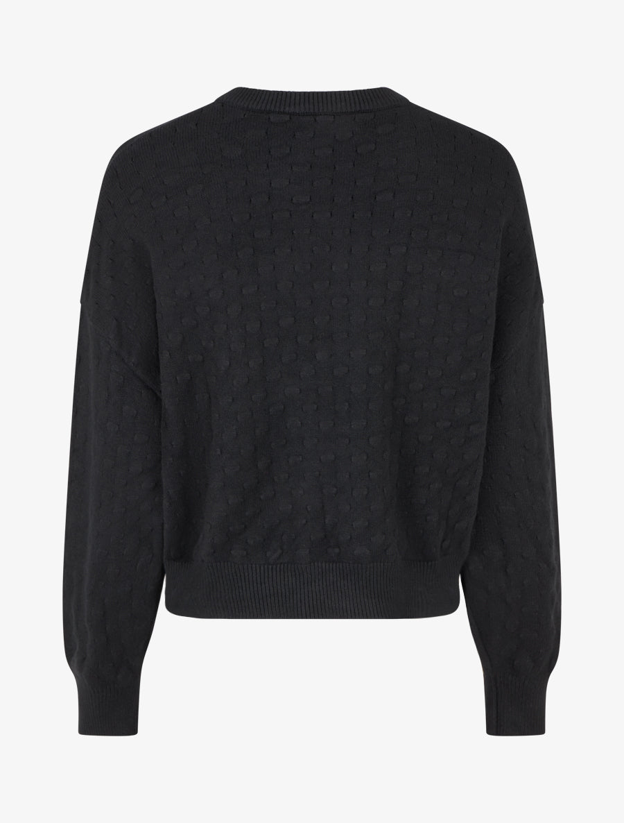 Pull court et ample en maille texturée - Noir - 2