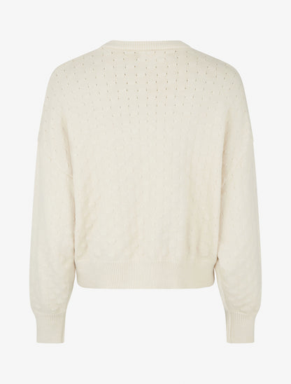 Pull court et ample en maille texturée - Écru - 2