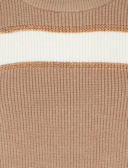 Pull à rayures irisées - Taupe - 3