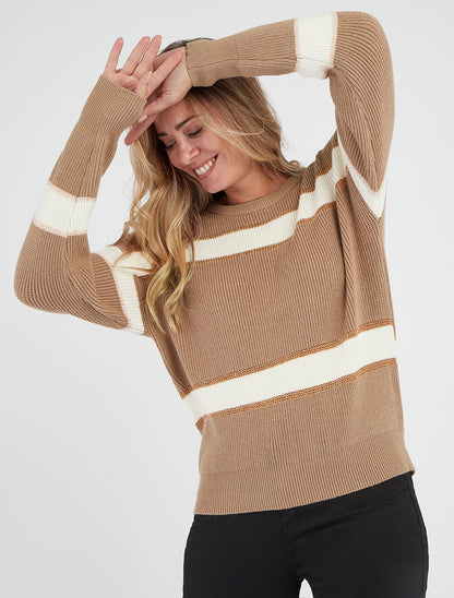 Pull à rayures irisées - Taupe