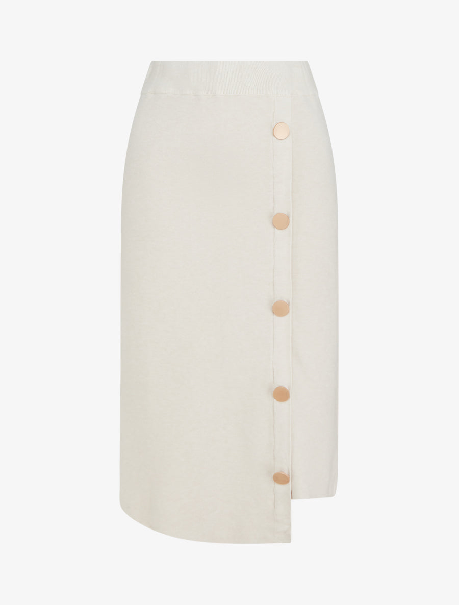 Jupe unie en maille asymétrique - Beige - 1