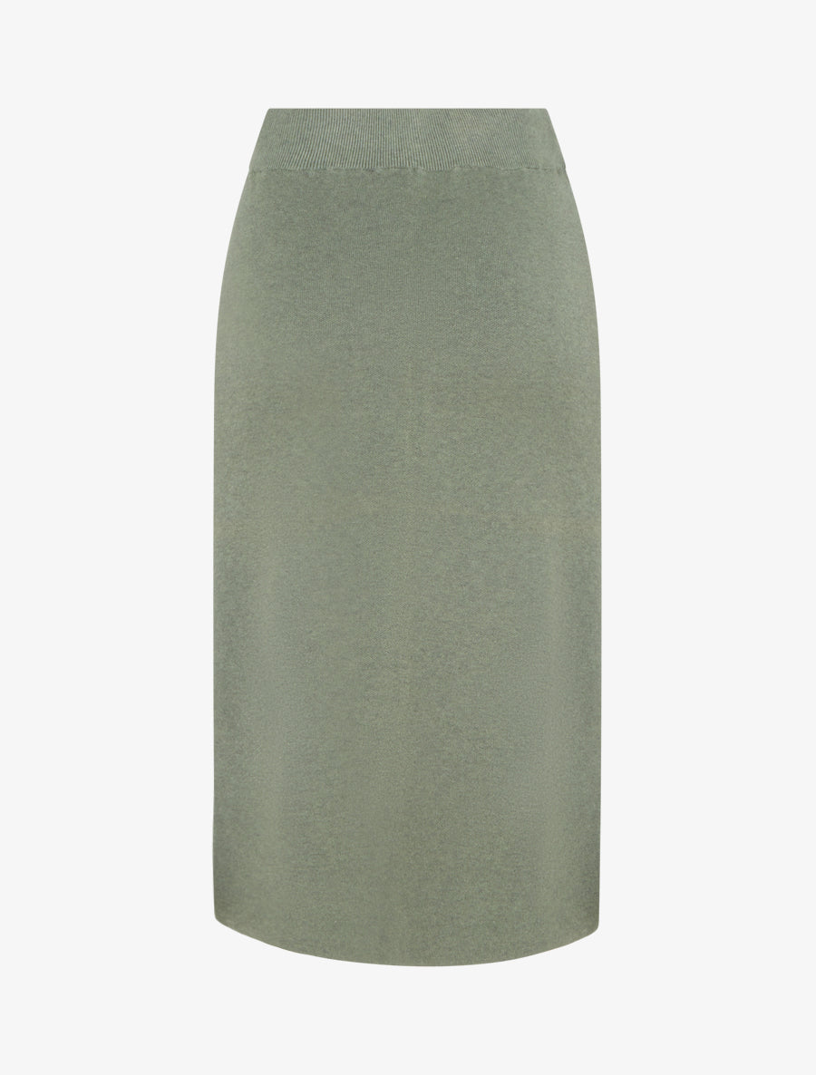Jupe unie en maille asymétrique - Kaki - 2