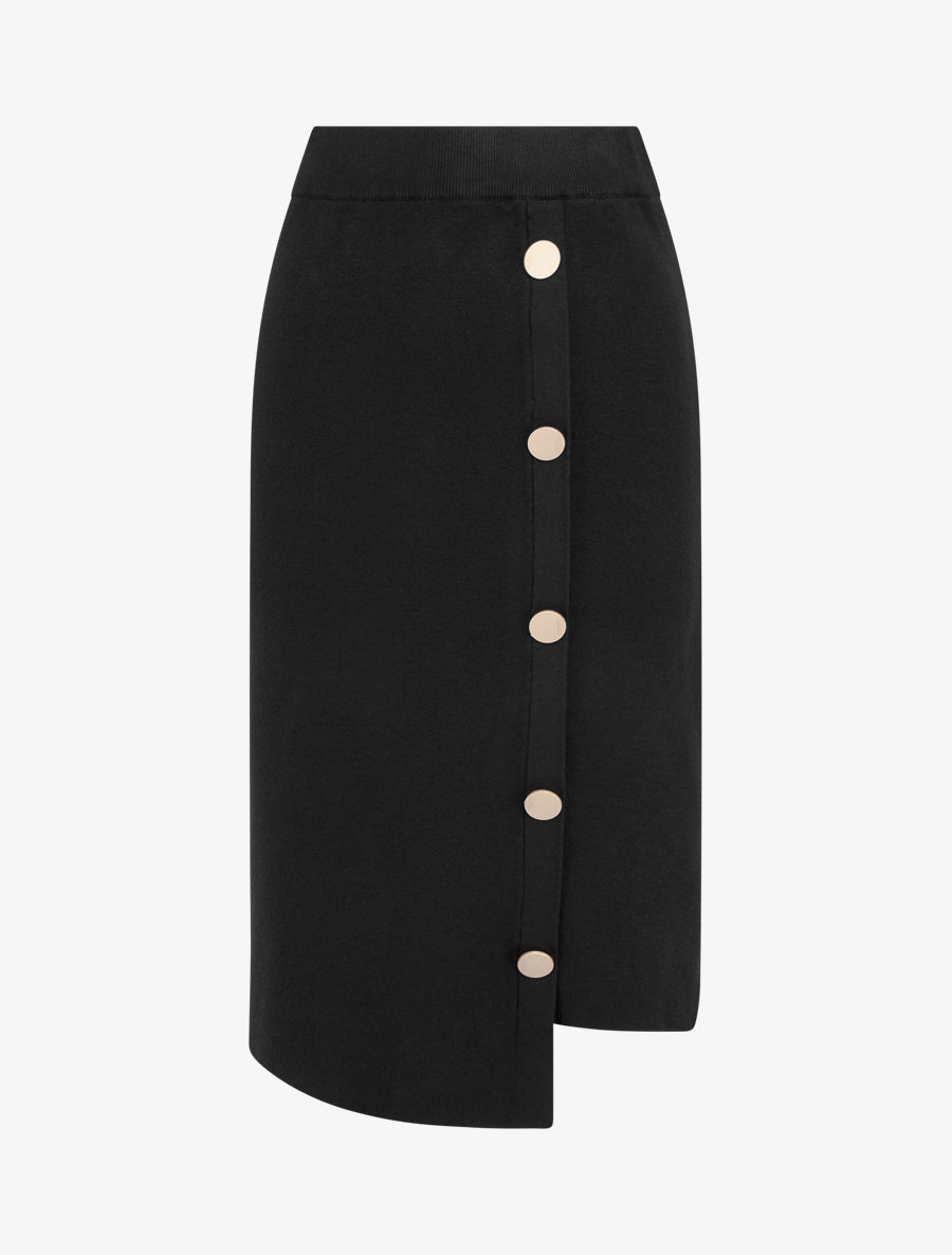 Jupe unie en maille asymétrique - Noir - 1