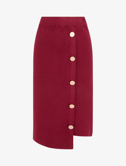 Jupe unie en maille asymétrique - Bordeaux - 1