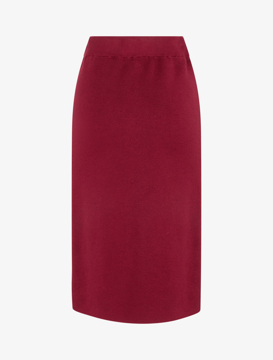 Jupe unie en maille asymétrique - Bordeaux - 2