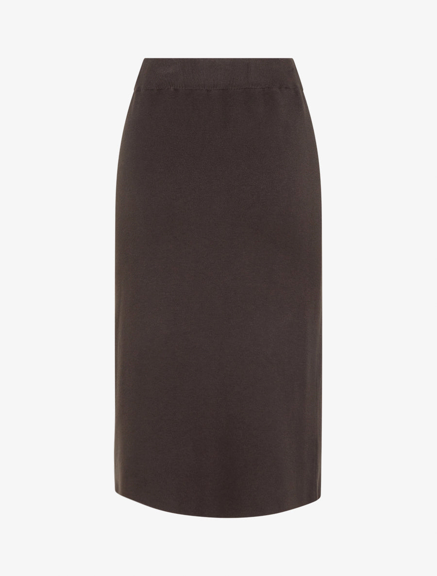 Jupe unie en maille asymétrique - Marron foncé - 2