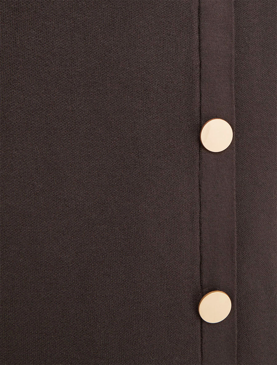 Jupe unie en maille asymétrique - Marron foncé - 3