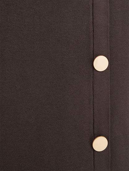 Jupe unie en maille asymétrique - Marron foncé - 3