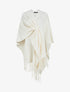 Poncho long uni à franges - Écru - 1