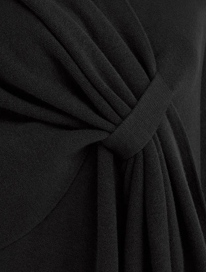 Poncho long uni à franges - Noir - 3