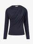 Top à col asymétrique plissé - Marine - 1