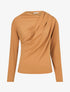 Top à col asymétrique plissé - Camel - 5