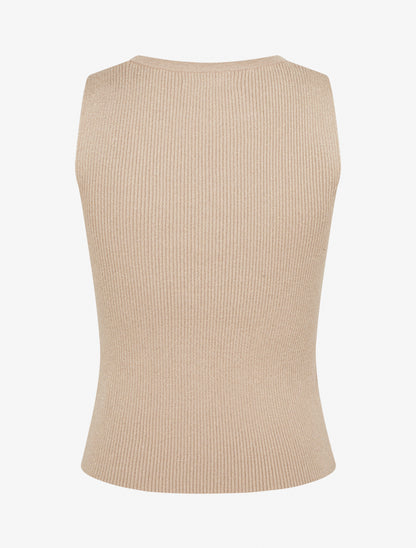 Débardeur côtelé irisé coupe ajustée - Beige - 2