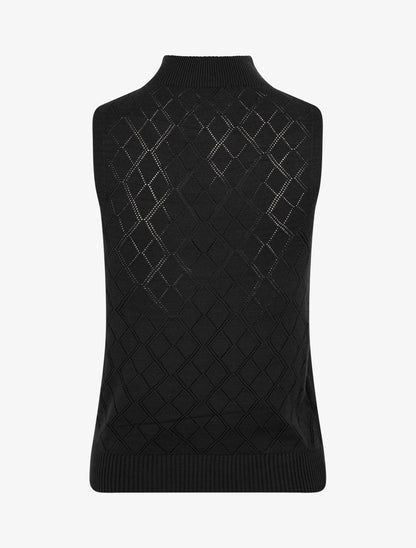 Débardeur droit en maille effet quadrillé - Noir - 2