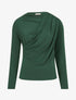 Top à col asymétrique plissé - Vert - 1