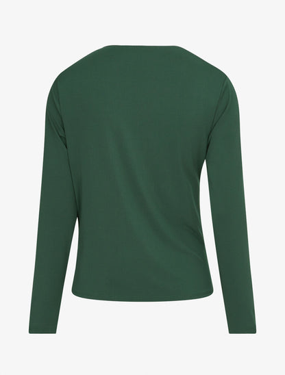 Top à col asymétrique plissé - Vert - 2