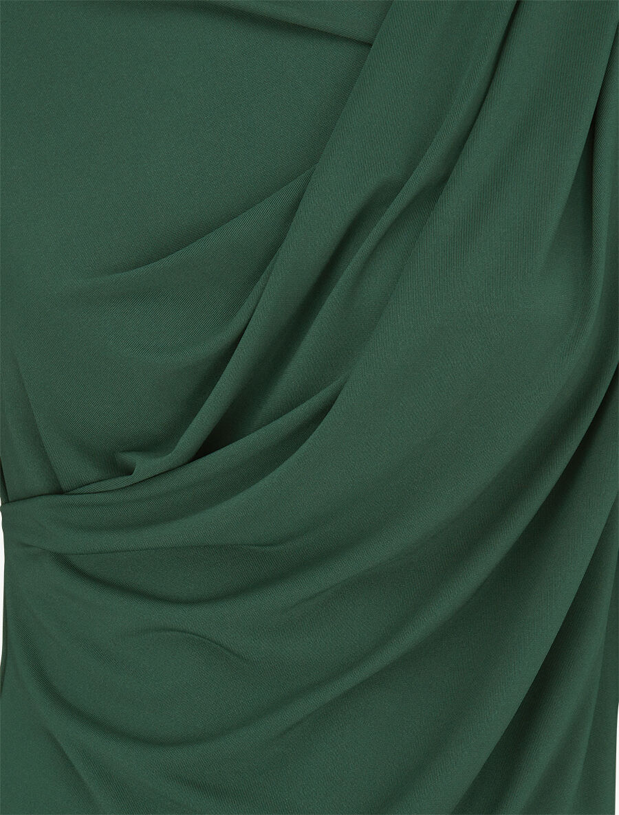 Top à col asymétrique plissé - Vert - 3