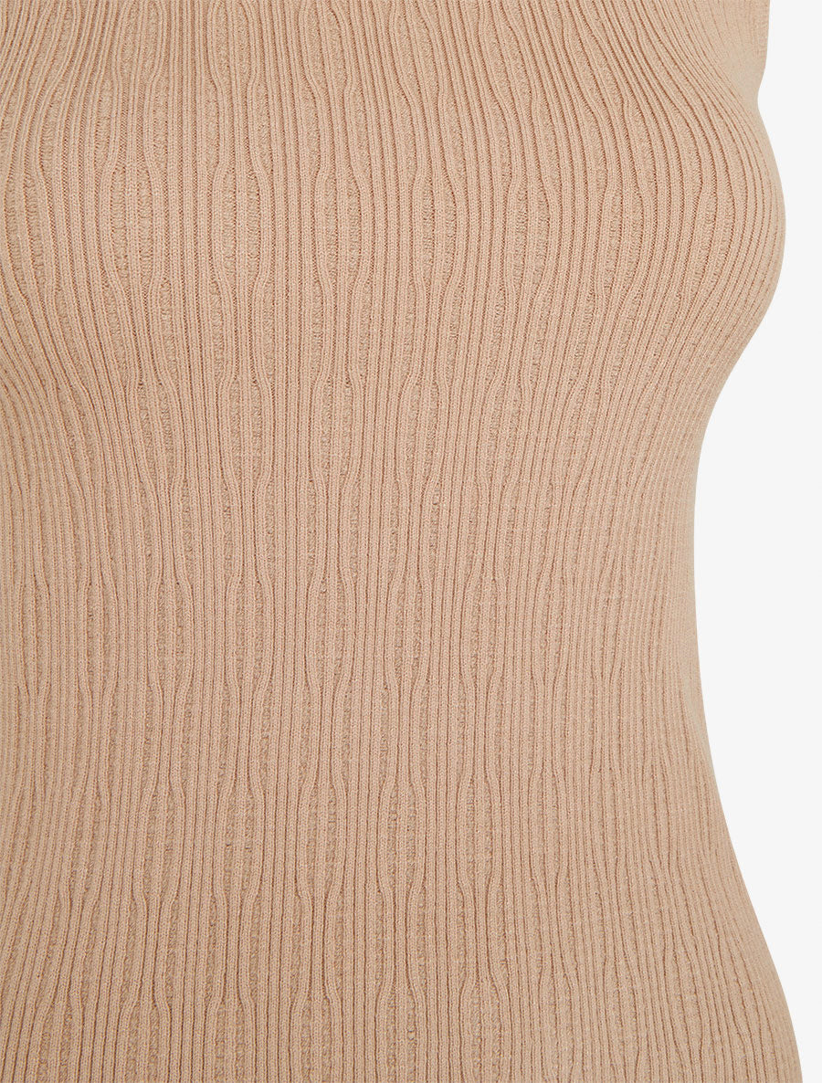 Débardeur en maille côtelée texturée - Beige - 3