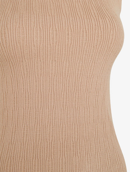 Débardeur en maille côtelée texturée - Beige - 3