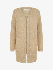 Gilet long uni à sequins - Beige - 1