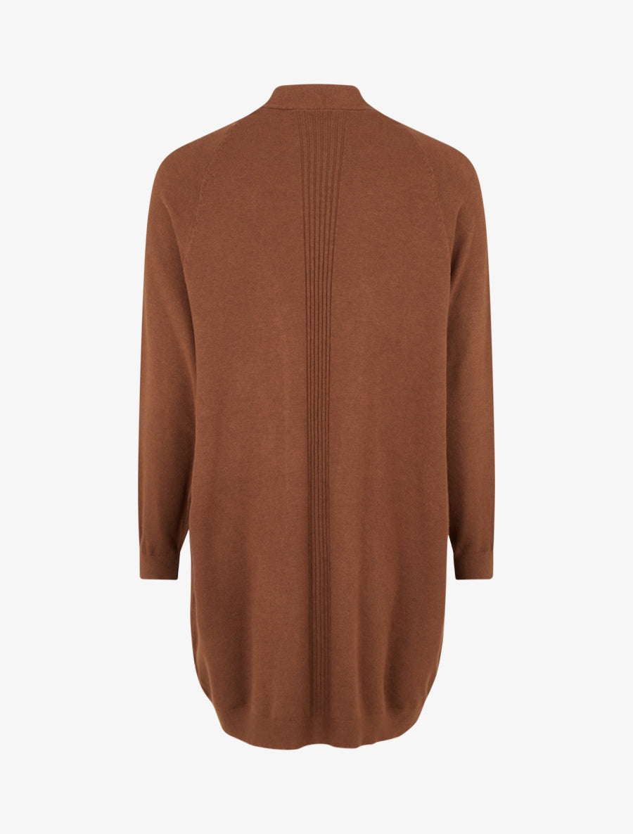 Gilet long ample à manches chauve-souris - Marron - 2