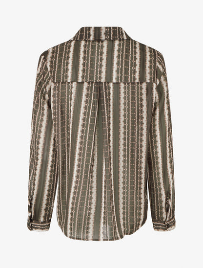 Chemise transparente droite imprimé lignes graphiques - Marron - 2