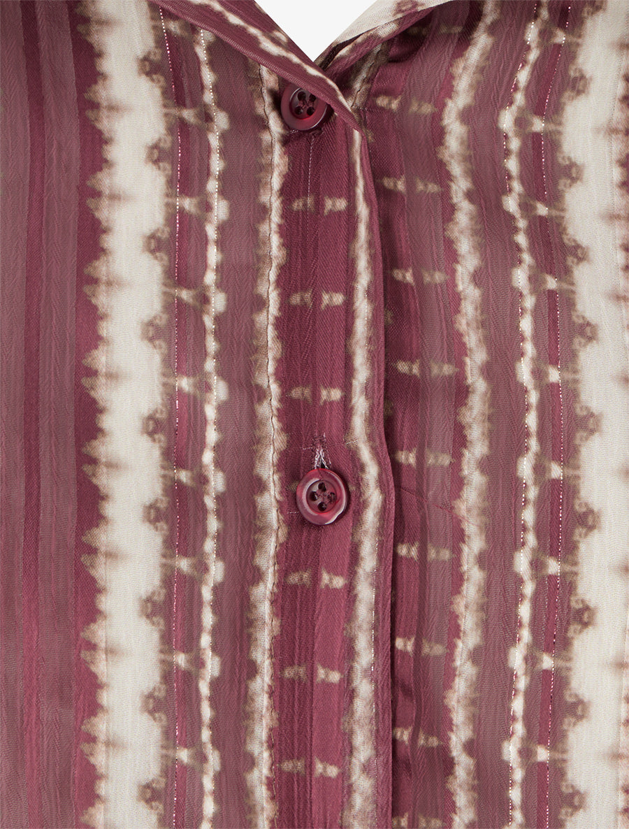 Chemise transparente droite imprimé lignes graphiques - Prune - 3