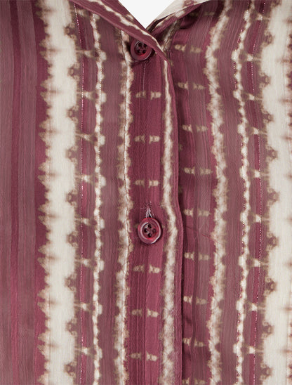 Chemise transparente droite imprimé lignes graphiques - Prune - 3