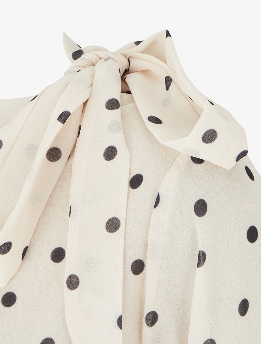 Top à pois et col lavallière - Beige - 3