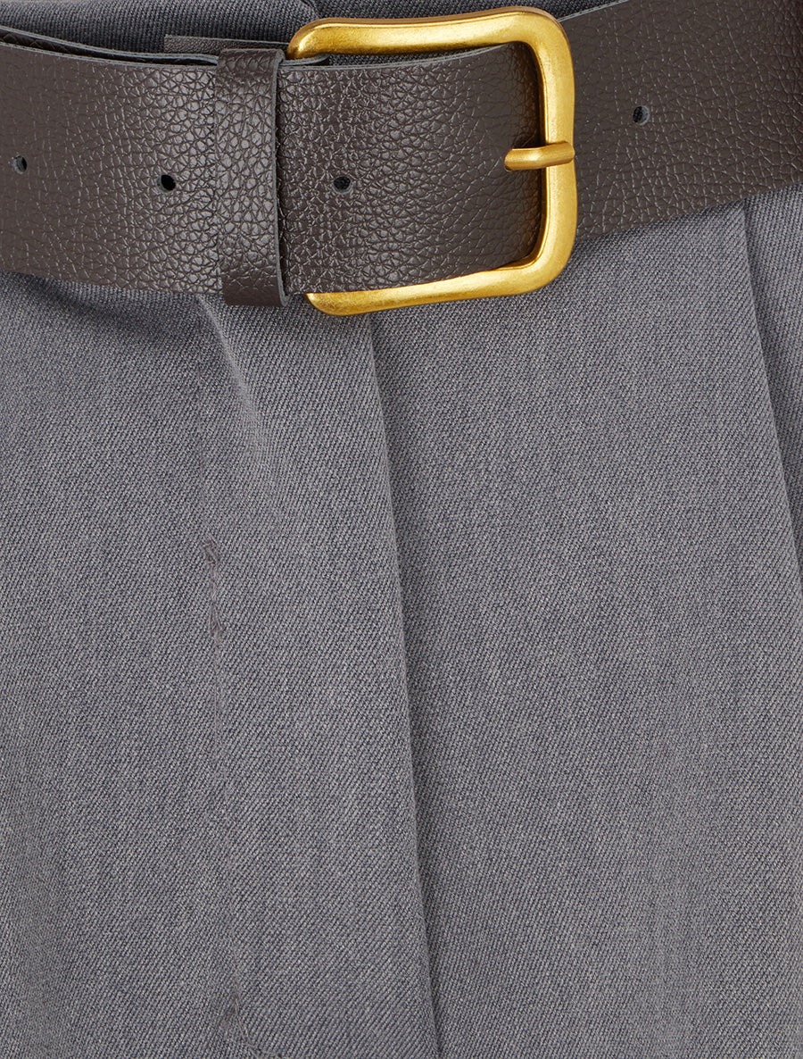 Pantacourt uni coupe ample - Gris - 3