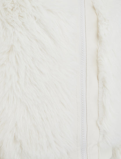 Blouson à empiècement fourrure synthétique - Blanc - 3