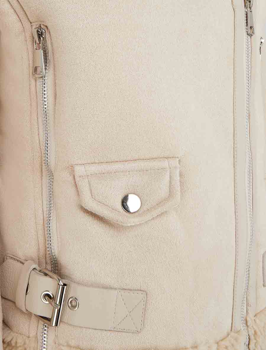Blouson zippé style aviateur - Beige - 3