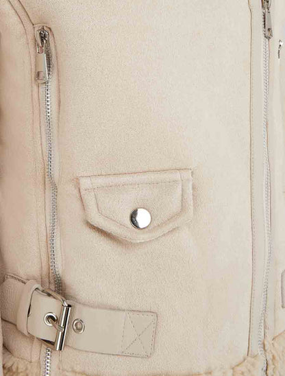 Blouson zippé style aviateur - Beige - 3