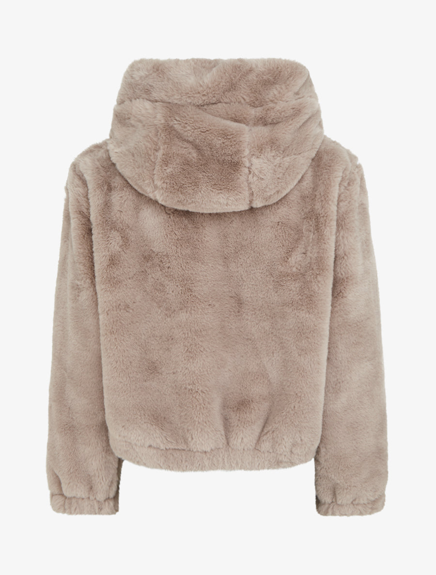 Blouson ample en fourrure synthétique - Taupe - 2