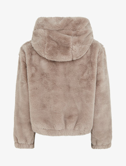 Blouson ample en fourrure synthétique - Taupe - 2