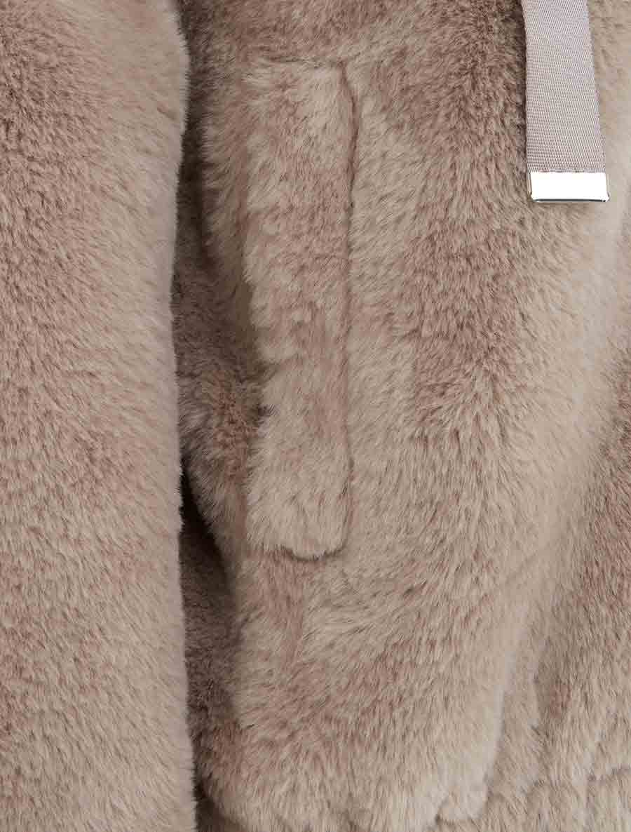 Blouson ample en fourrure synthétique - Taupe - 3