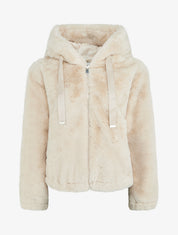 Blouson ample en fourrure synthétique - Beige - 1