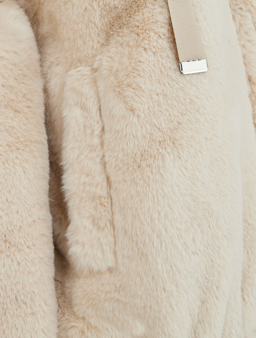 Blouson ample en fourrure synthétique - Beige - 3