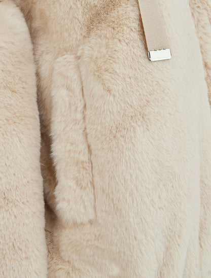 Blouson ample en fourrure synthétique - Beige - 3