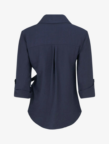 Chemise asymétrique effet drapé - Marine - 2
