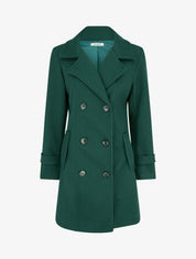 Manteau droit à pans croisés - Vert foncé - 1