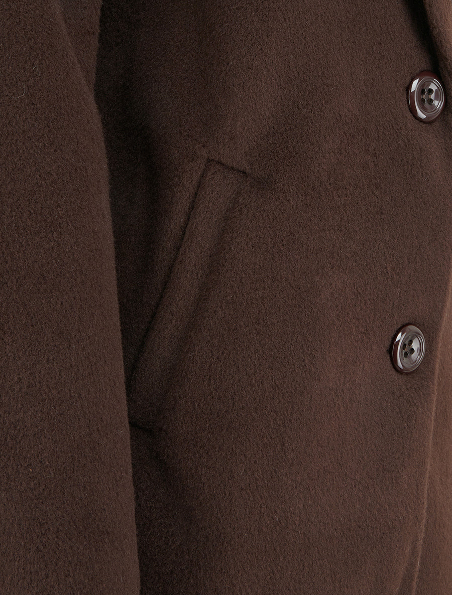 Manteau mi-long à col cranté - Marron - 3