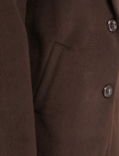 Manteau mi-long à col cranté - Marron - 3