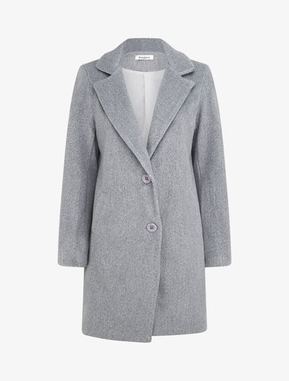 Manteau mi-long à col cranté - Gris - 1