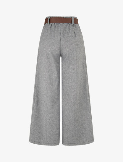 Pantalon wide leg en tweed - Gris - 2