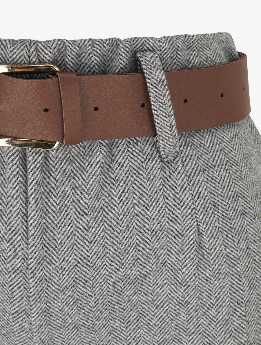 Pantalon wide leg en tweed - Gris - 3