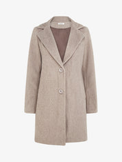 Manteau mi-long à col cranté - Taupe - 1
