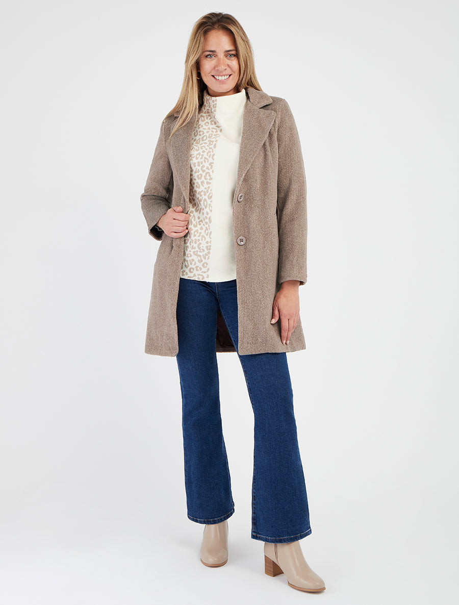 Halflange jas met gekartelde kraag - Mol