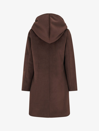 Manteau long à capuche coupe droite - Marron - 2